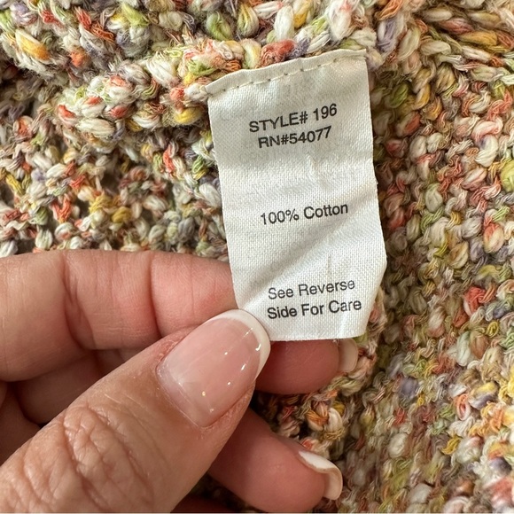 Cabi Multicolor Bouclé Knit Short Sleeve Summer Sweater Size M - Picture 10 of 14